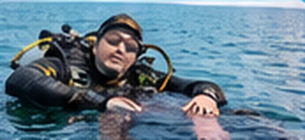 Taucher an der Wasseroberfläche bei einer Rescue-Übung