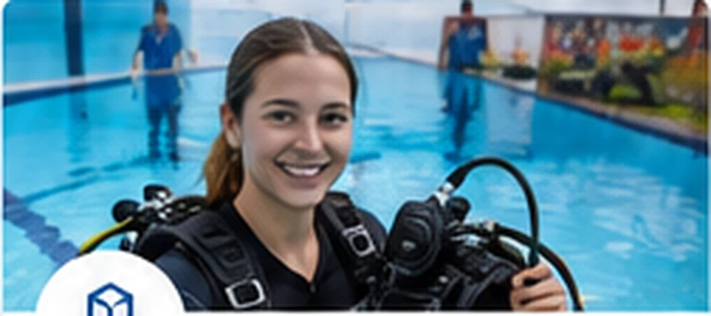 Taucherin im Pool als Motiv für den modularen Ausbildungsweg